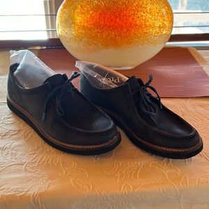 Navy blue goat nubuck leather Clarks Glick Bayview Moc Toe Loafers 9